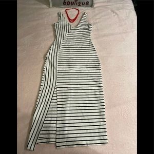 Zara bodycon black white stripes stretchy dress beach Parisian